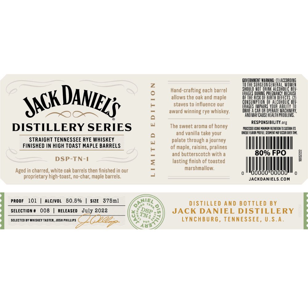 Jack Daniel’s Distillery Series Rye Finished in High Toast Maple Barrels Rye Whiskey Jack Daniel's   