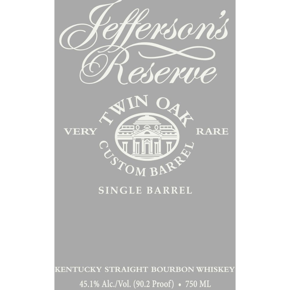 Jefferson’s Reserve Single Barrel Twin Oak Custom Barrel Bourbon Bourbon Jefferson's   