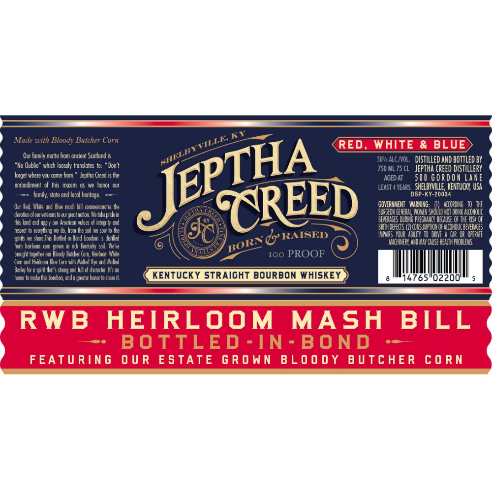 Jeptha Creed Red, White & Blue Kentucky Straight Bourbon Bourbon Jeptha Creek   