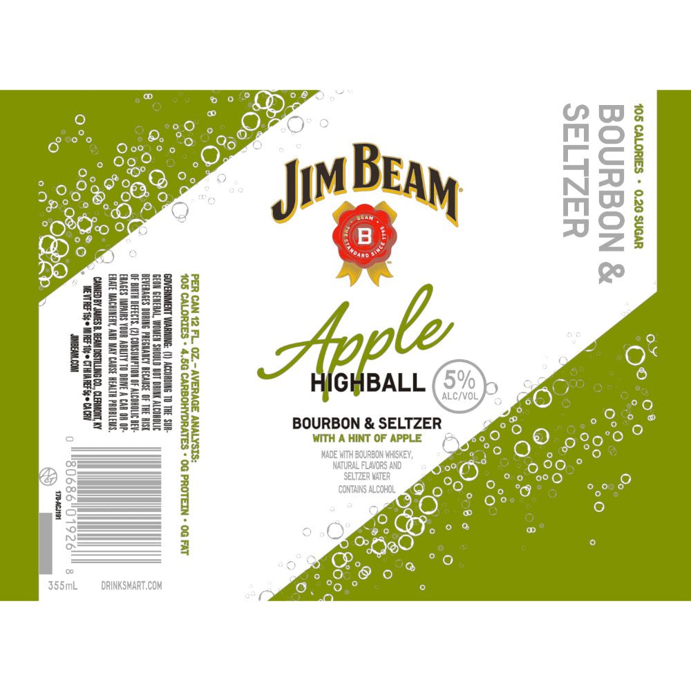 Jim Beam Apple Highball Bourbon & Seltzer Canned Cocktails Jim Beam   