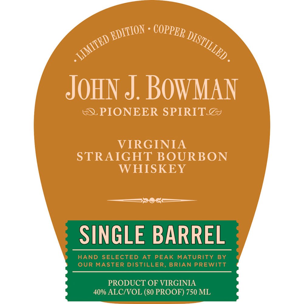John J. Bowman Single Barrel Bourbon Limited Edition Bourbon A. Smith Bowman Distillery   