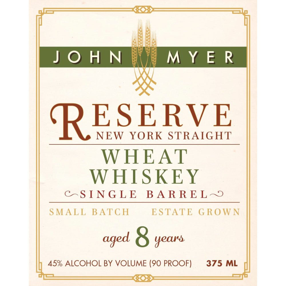 John Myer Reserve New York Straight Wheat Whiskey Wheat Whiskey Myer Farm Distillers   