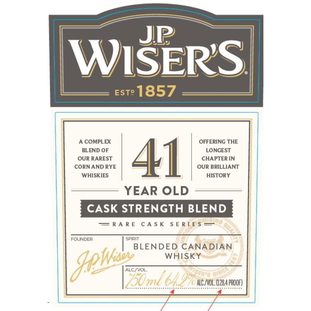 J.P. Wiser’s 41 Year Old Rare Cask Series Canadian Whisky J.P. Wiser's   
