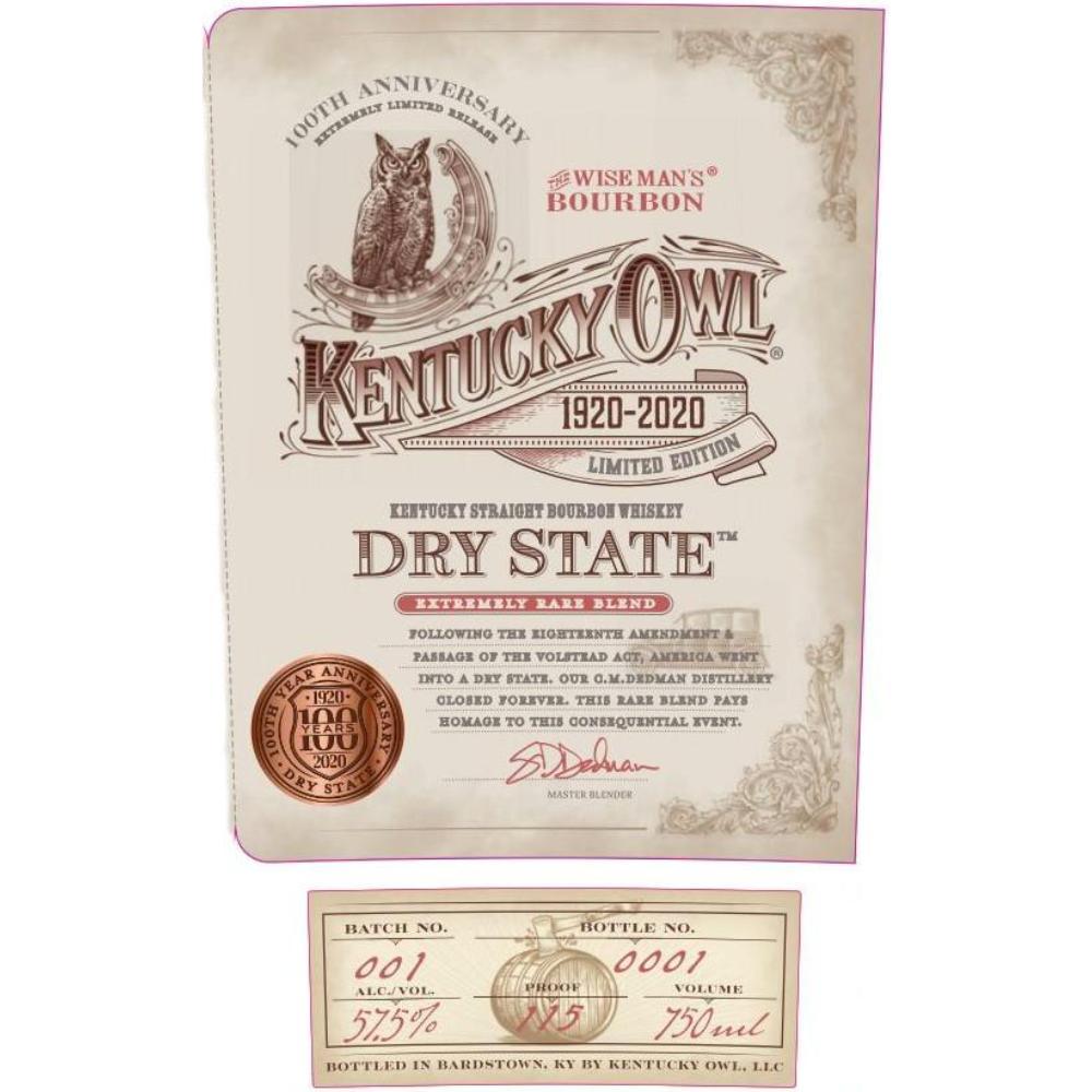 Kentucky Owl Dry State 100th Anniversary Edition Bourbon Kentucky Owl   