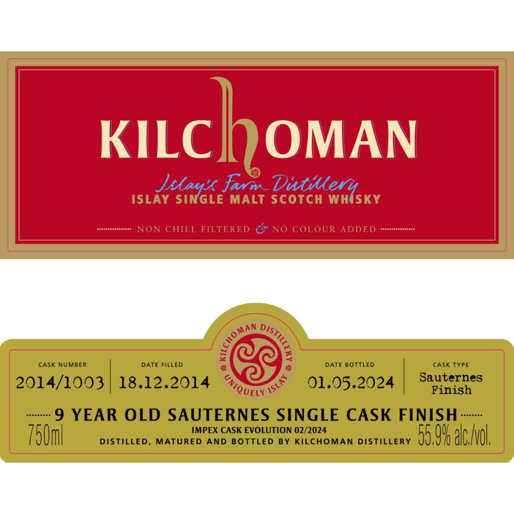 Kilchoman 9 Year Old Sauternes Cask ImpEx Cask Evolution 02/2024 Single Malt Whiskey Kilchoman   