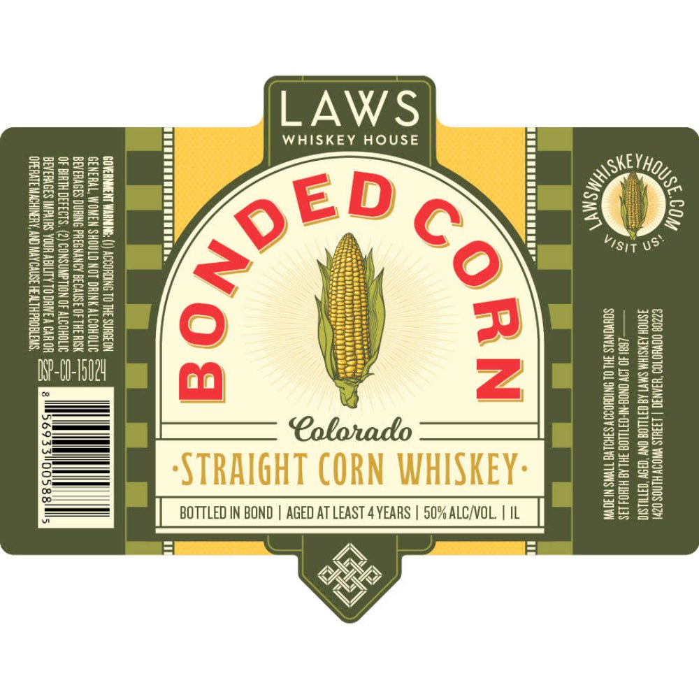 Laws Bonded Corn Straight Corn Whiskey 1L American Whiskey Laws Whiskey House   