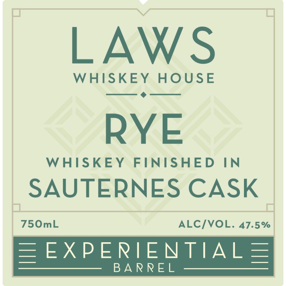 Laws Experiential Barrel Rye Finished in Sauternes Cask Rye Whiskey Laws Whiskey House   