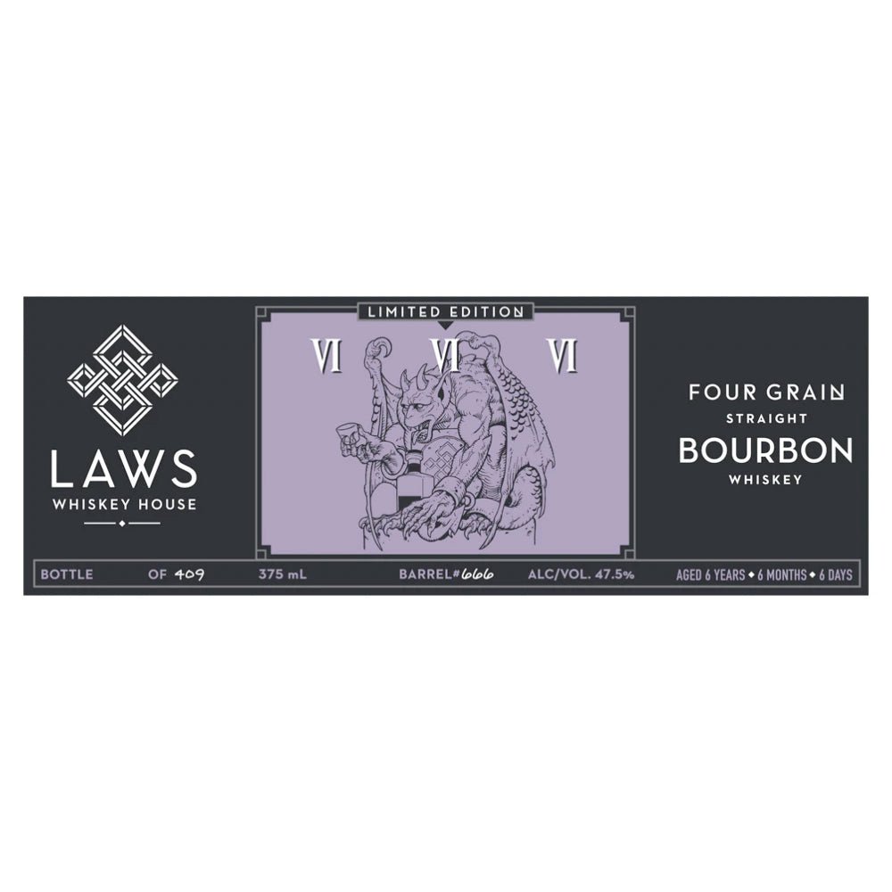 Laws VI VI VI Four Grain Straight Bourbon Whiskey Limited Edition 375ml Bourbon Laws Whiskey House   