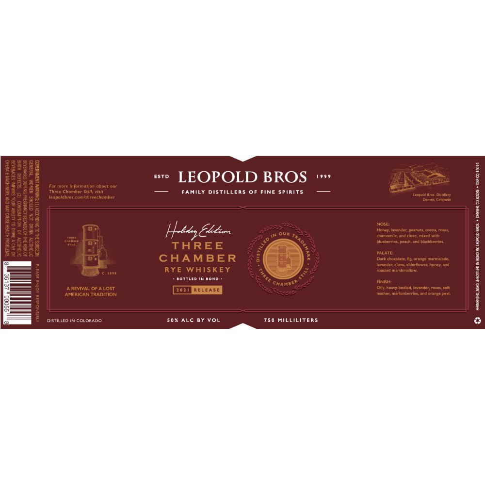 Leopold Bros Three Chamber Bottled in Bond Rye Rye Whiskey Leopold Bros   