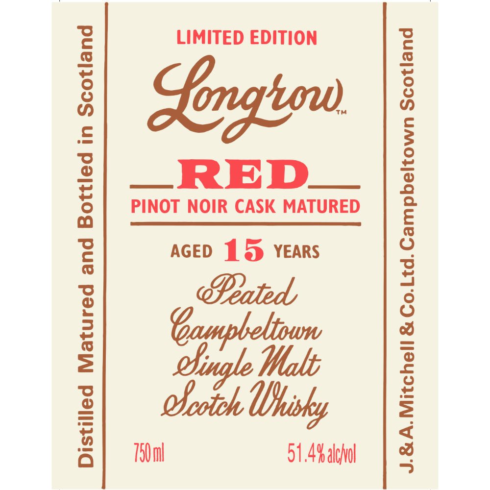 Longrow Red 15 Year Old Pinot Noir Cask Matured Scotch Scotch Springbank   