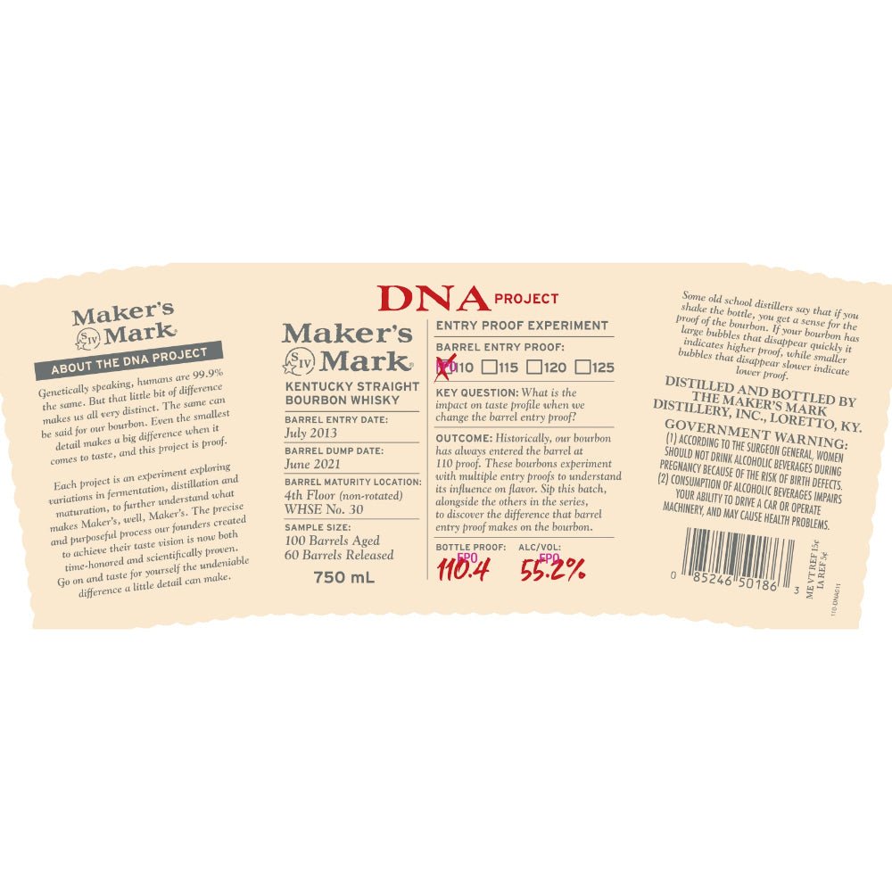 Maker's Mark DNA Project Entry Proof Experiment Bourbon Maker's Mark   