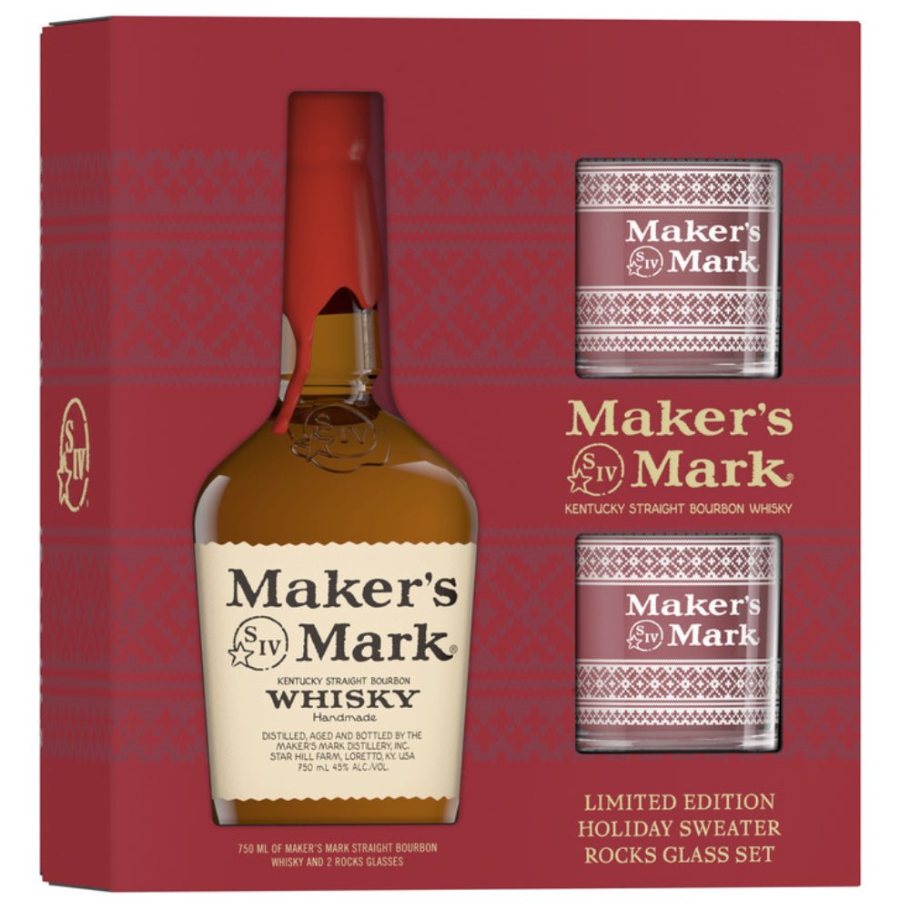 Maker's Mark Limited Edition Holiday Sweater Rocks Glass Set Bourbon Maker's Mark   
