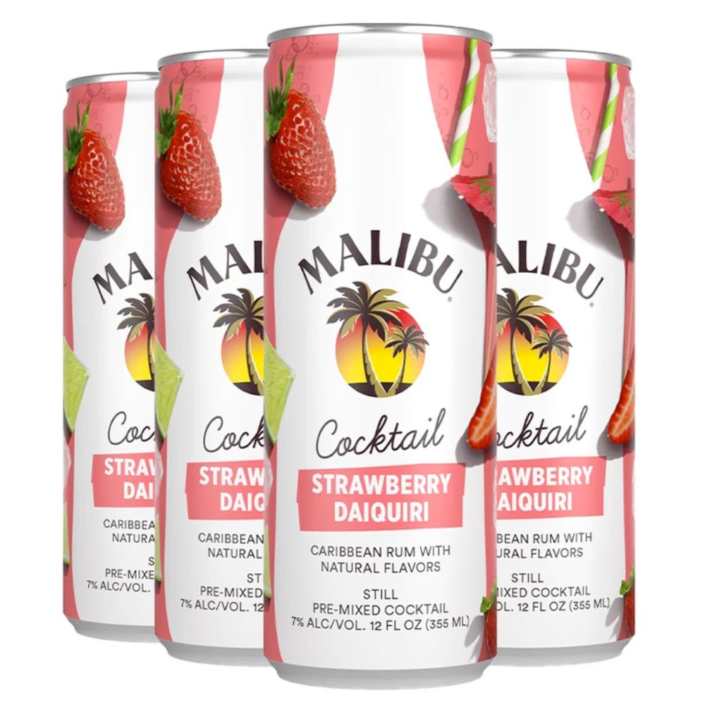 Malibu Strawberry Daiquiri Canned Cocktails Ready-To-Drink Cocktails Malibu Rum   