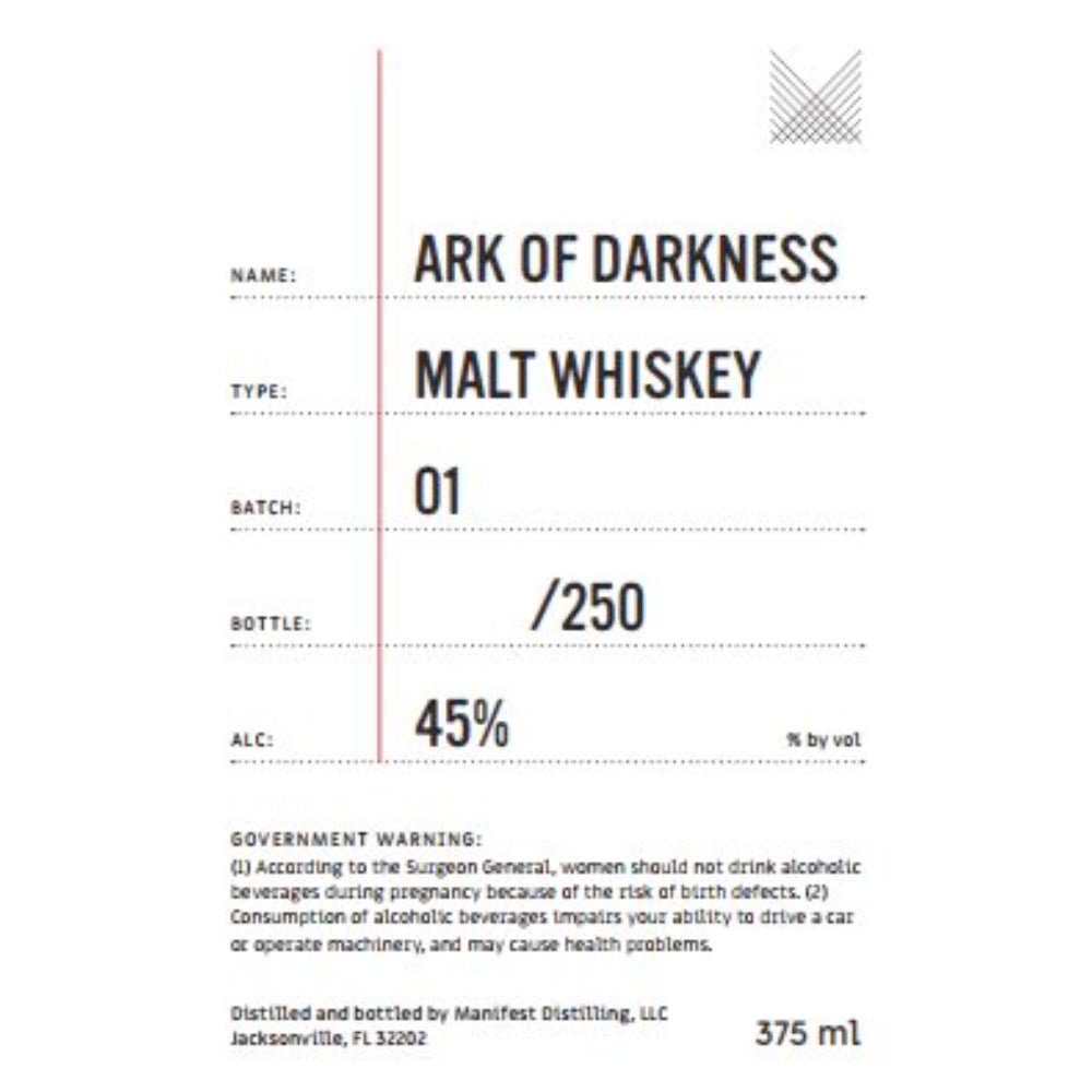 Manifest Distilling Ark of Darkness Malt Whiskey Malt Whiskey Manifest Distilling   