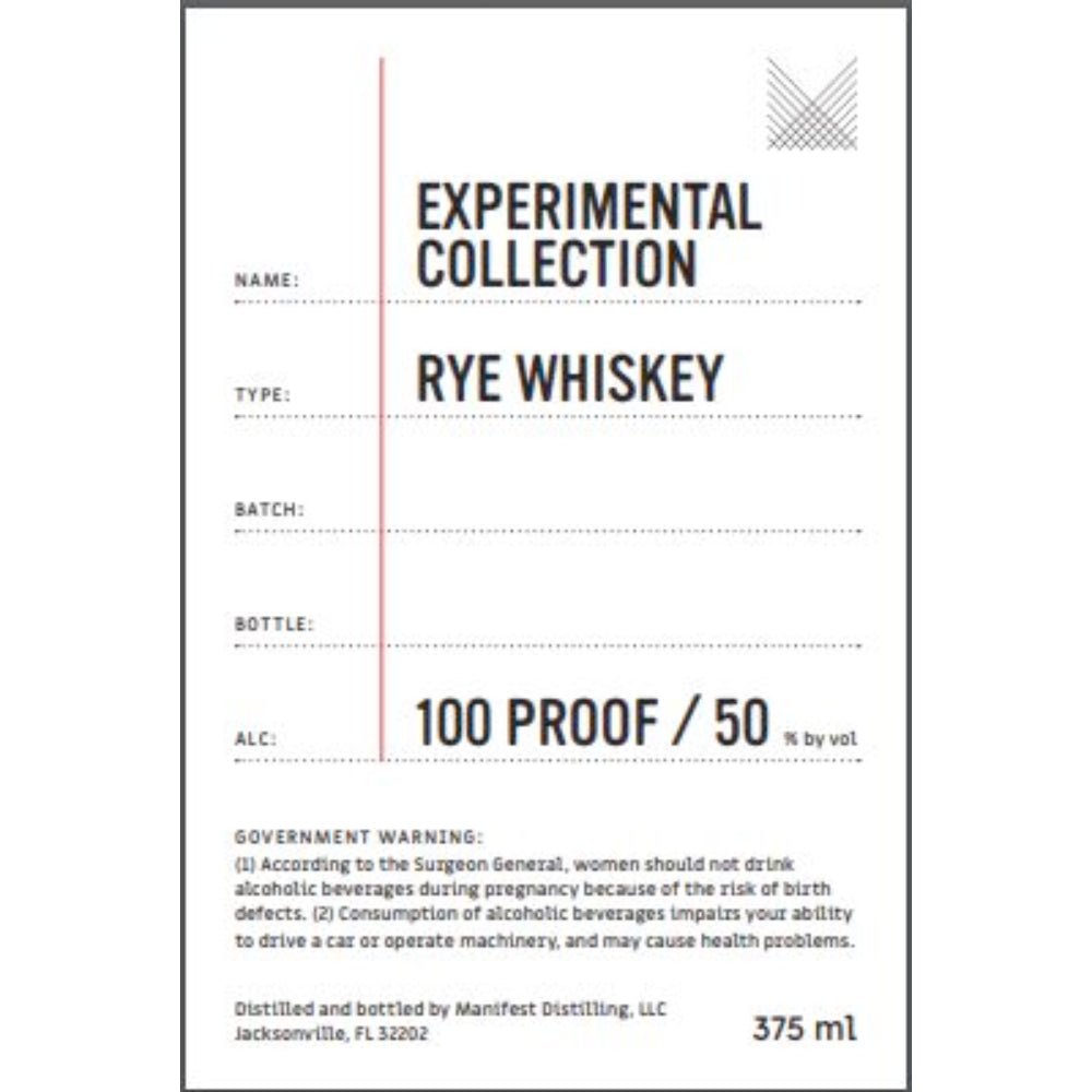 Manifest Distilling Experimental Collection Rye Whiskey Malt Whiskey Manifest Distilling   