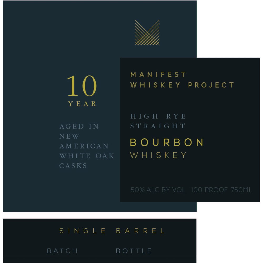 Manifest Whiskey Project 10 Year Old High Rye Straight Bourbon Bourbon Manifest Distilling   