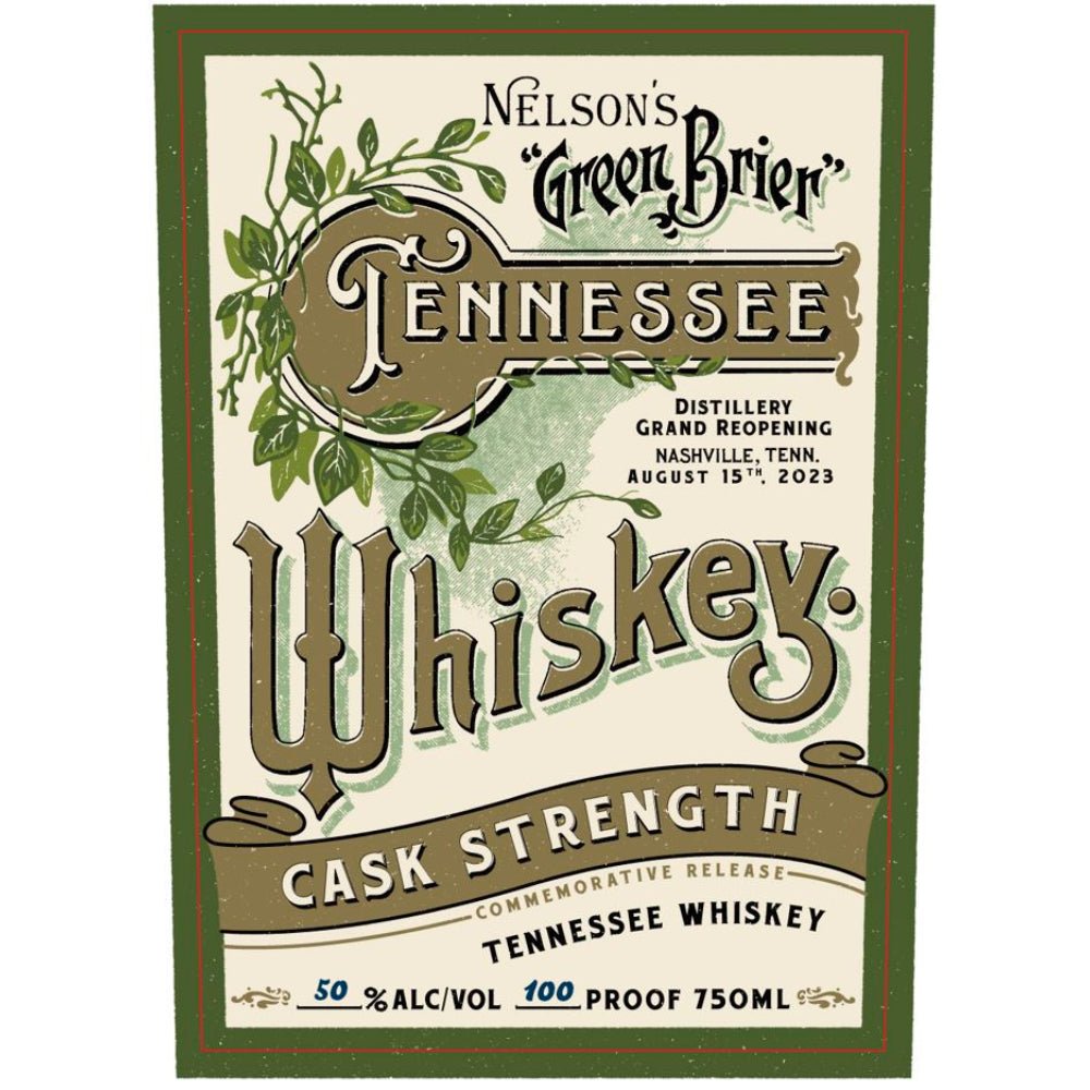 Nelson’s Green Brier Cask Strength Tennessee Whiskey Tennessee Whiskey Nelson’s Green Brier   