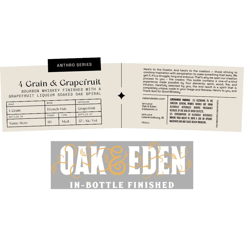 Oak & Eden Anthro Series 4 Grain & Grapefruit Bourbon Bourbon Oak & Eden   