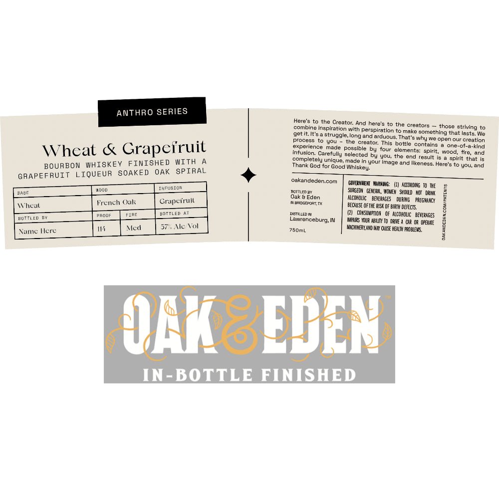 Oak & Eden Anthro Series Wheat & Grapefruit Bourbon Bourbon Oak & Eden   