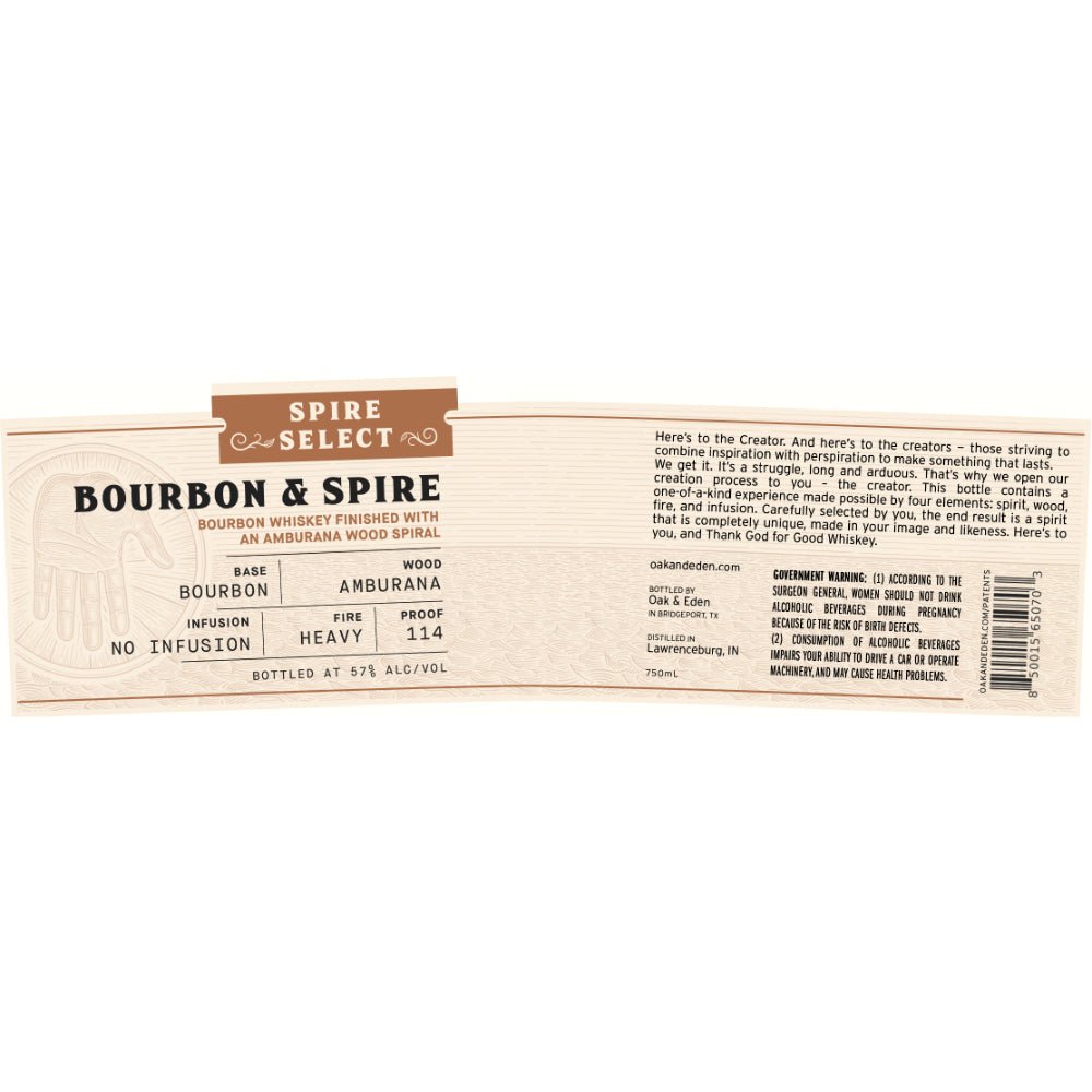 Oak & Eden Bourbon & Spire Bourbon Amburana Wood Spiral Finished Bourbon Oak & Eden   