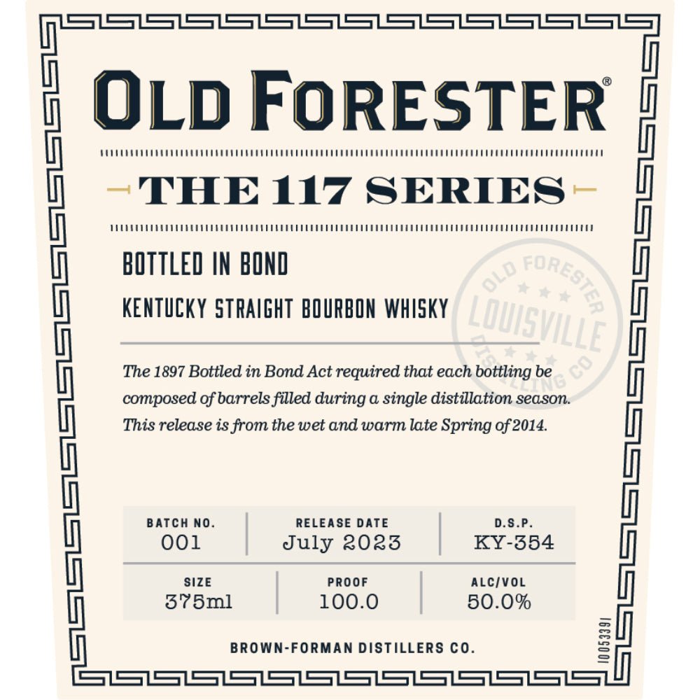 Old Forester 117 Series Bottled in Bond Kentucky Straight Bourbon 2024 Release Bourbon Old Forester   