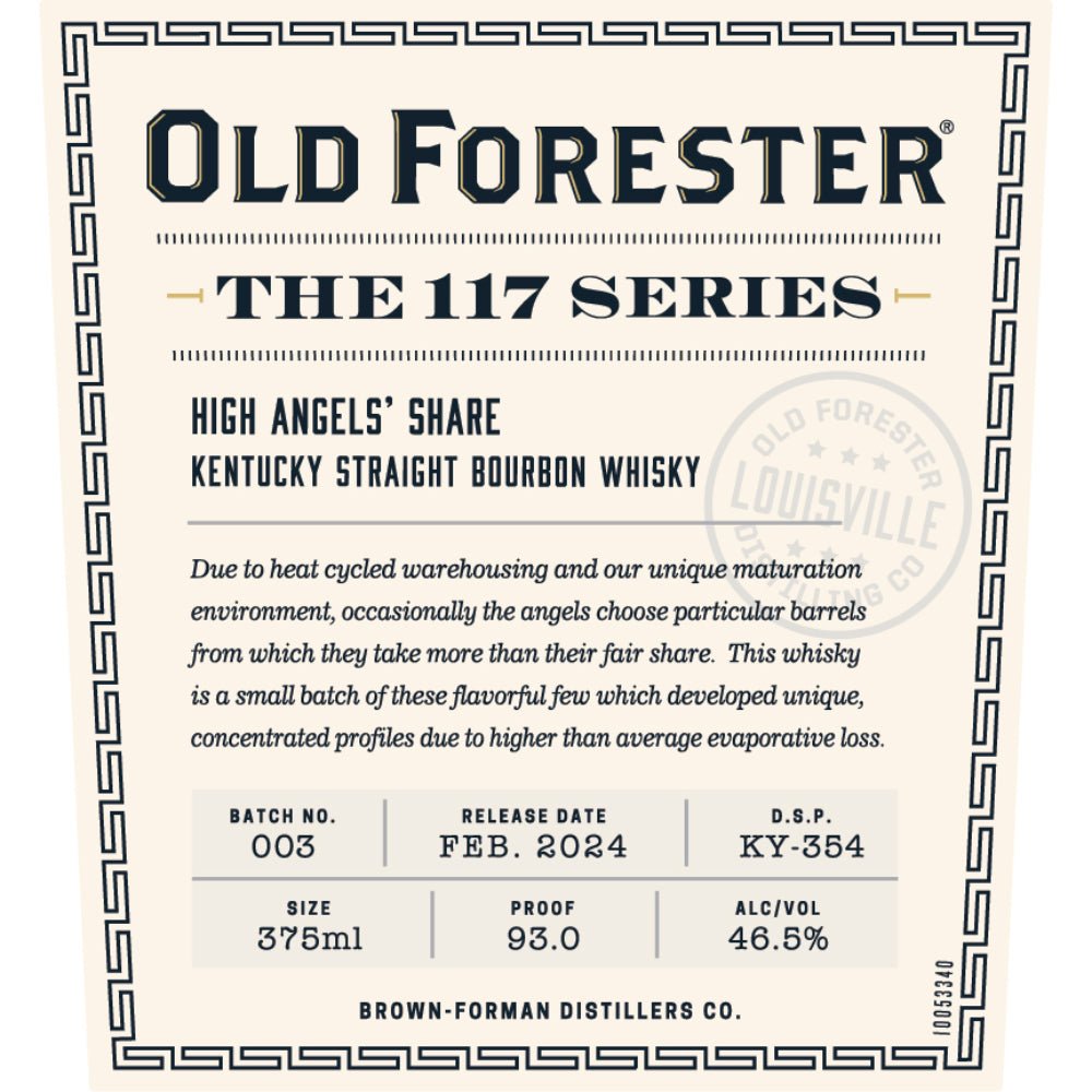 Old Forester 117 Series High Angels’ Share 2024 Release Bourbon Old Forester   