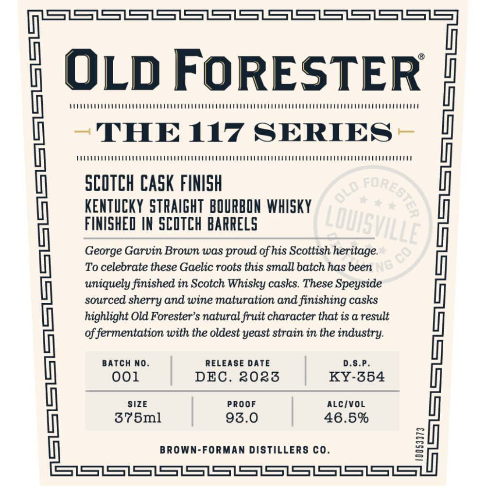 Old Forester 117 Series Scotch Cask Finish Kentucky Straight Bourbon Bourbon Old Forester   
