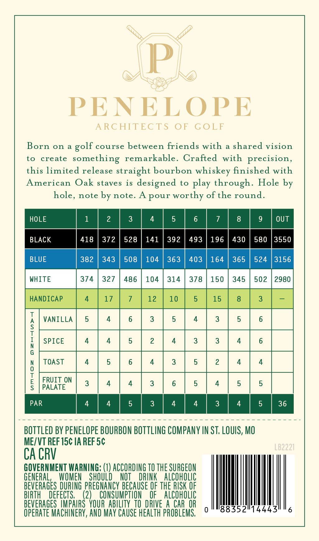 Penelope Architects of Golf 6 Year Straight Bourbon Whiskey Hole 9 - BuyMyLiquor