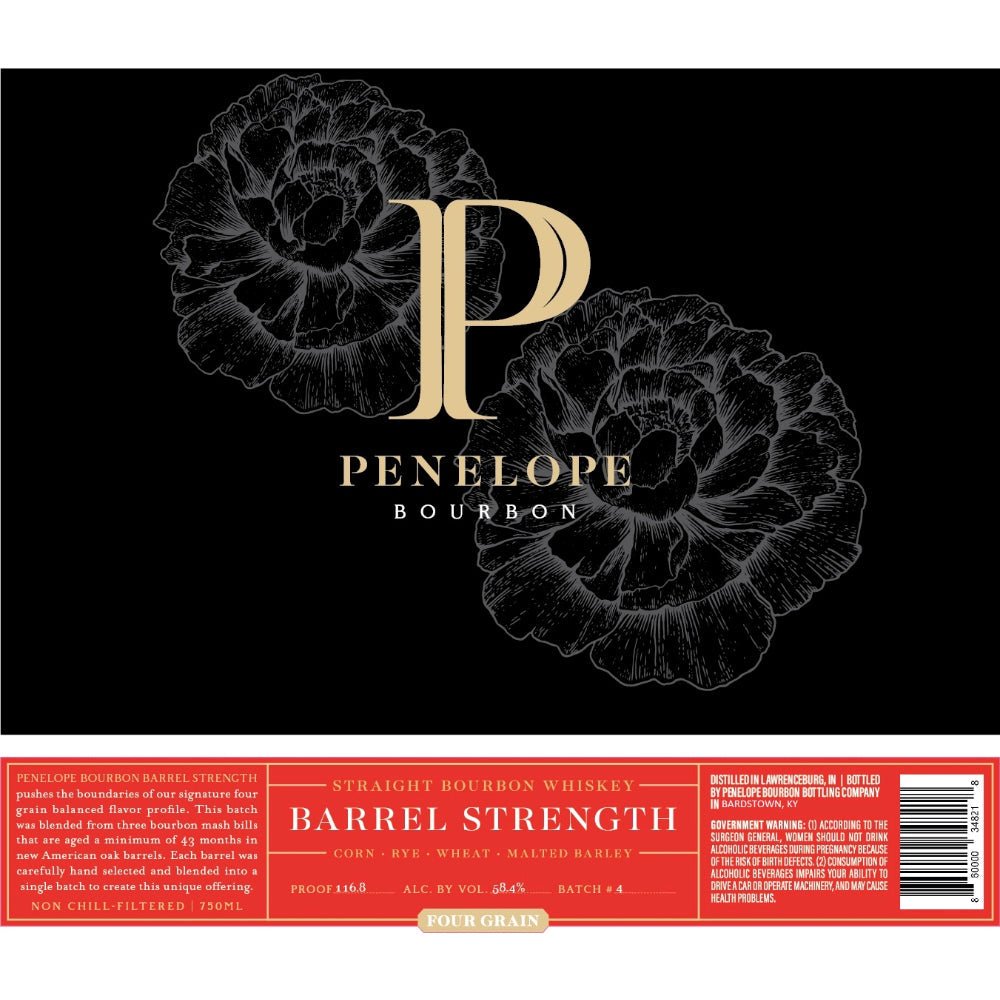 Penelope Bourbon Barrel Strength Four Grain Batch #4 Bourbon Penelope Bourbon   