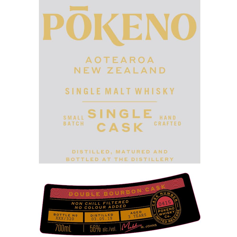 Pōkeno Double Bourbon Cask New Zealand Single Malt Single Malt Whiskey Pōkeno Whisky   