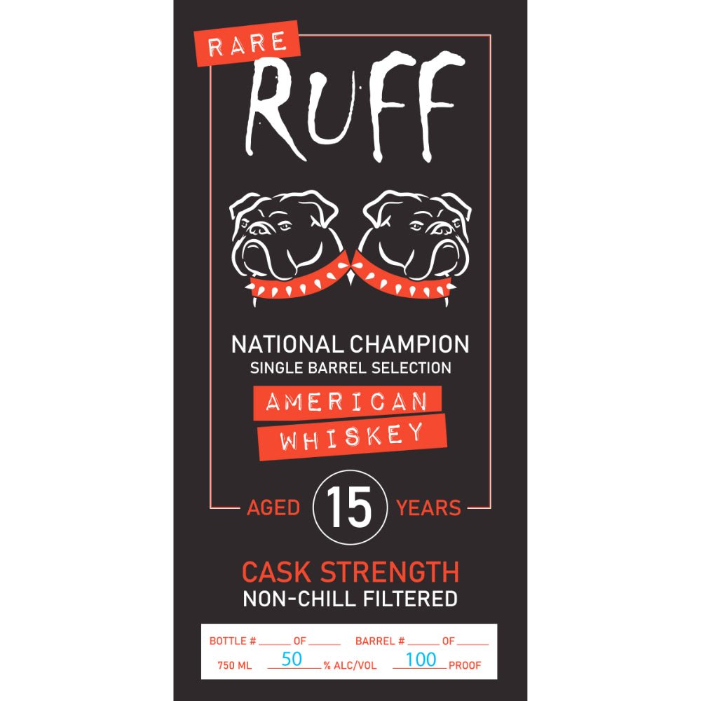 Rare Ruff National Champion 15 Year Old Single Barrel American Whiskey Bourbon Bull Run Distilling   