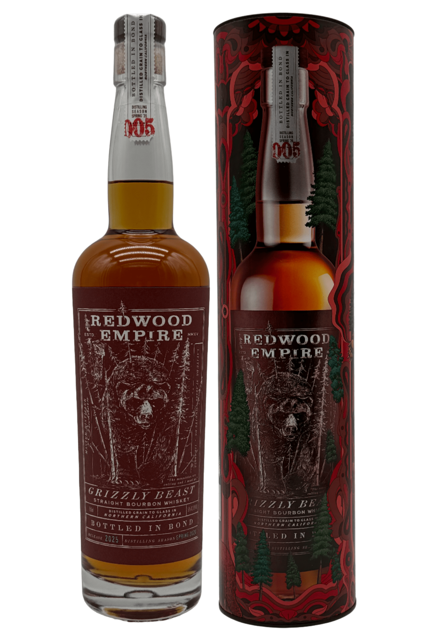 Redwood Empire Grizzly Beast Bottled in Bond Straight Bourbon Whiskey Batch 005 2025 Release Redwood Empire Whiskey
