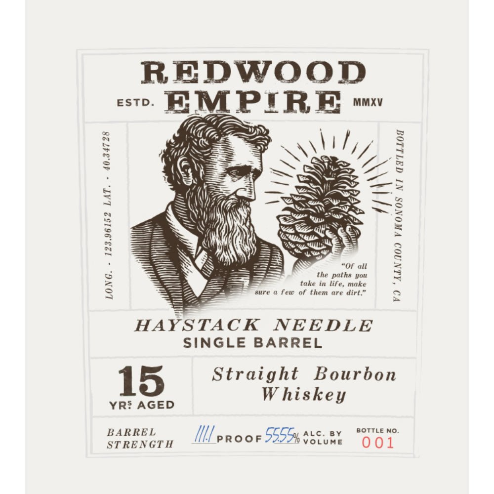 Redwood Empire Haystack Needle 15 Year Old Single Barrel Bourbon Bourbon Redwood Empire Whiskey   