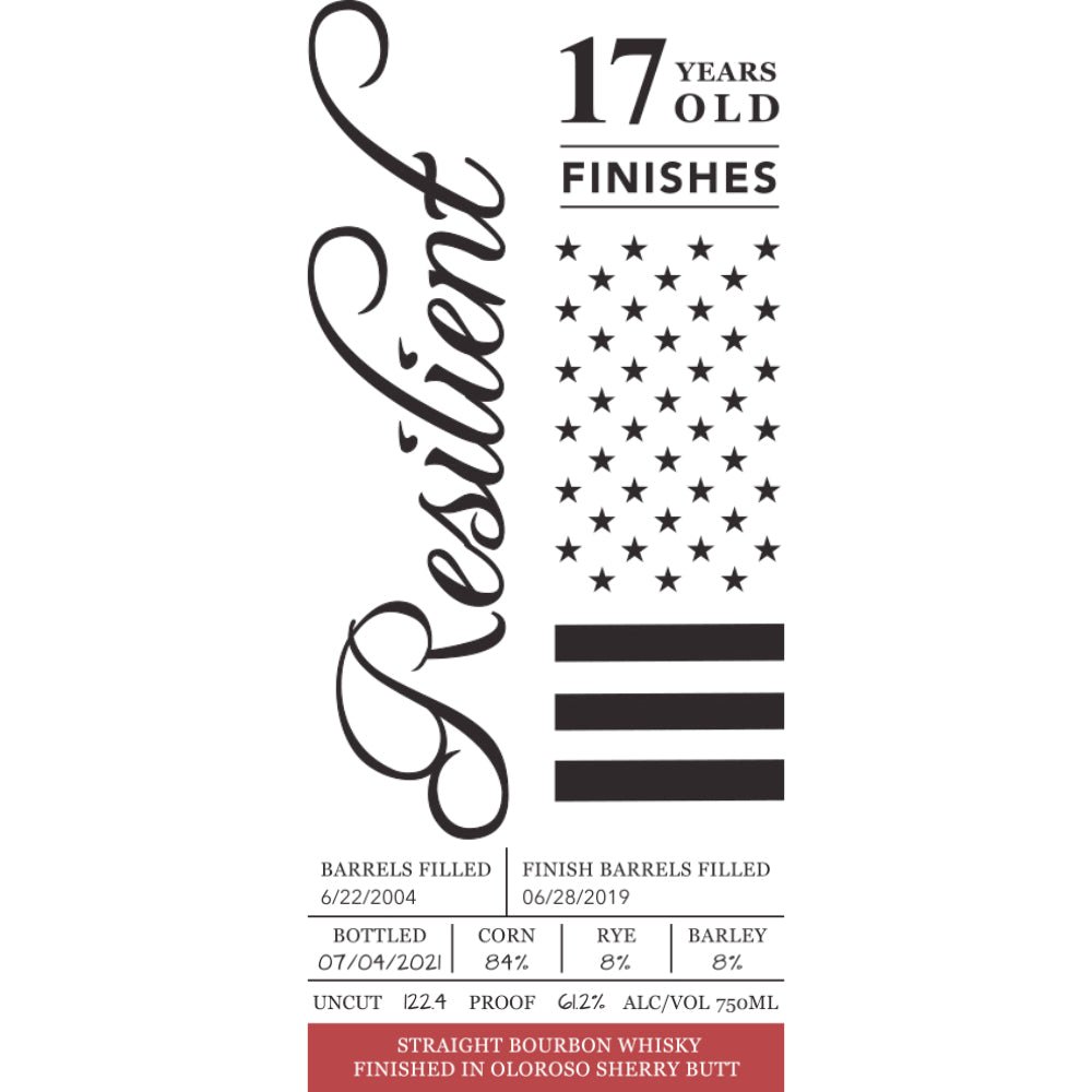 Resilient 17 Year Old Oloroso Sherry Butt Finished Straight Bourbon Bourbon Resilient Bourbon   