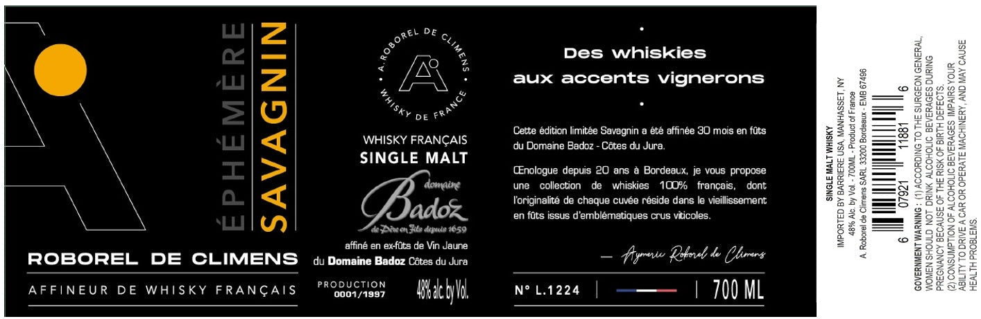 Roborel de Climens Éphémère Savagnin Single Malt Whisky - Main Street Liquor