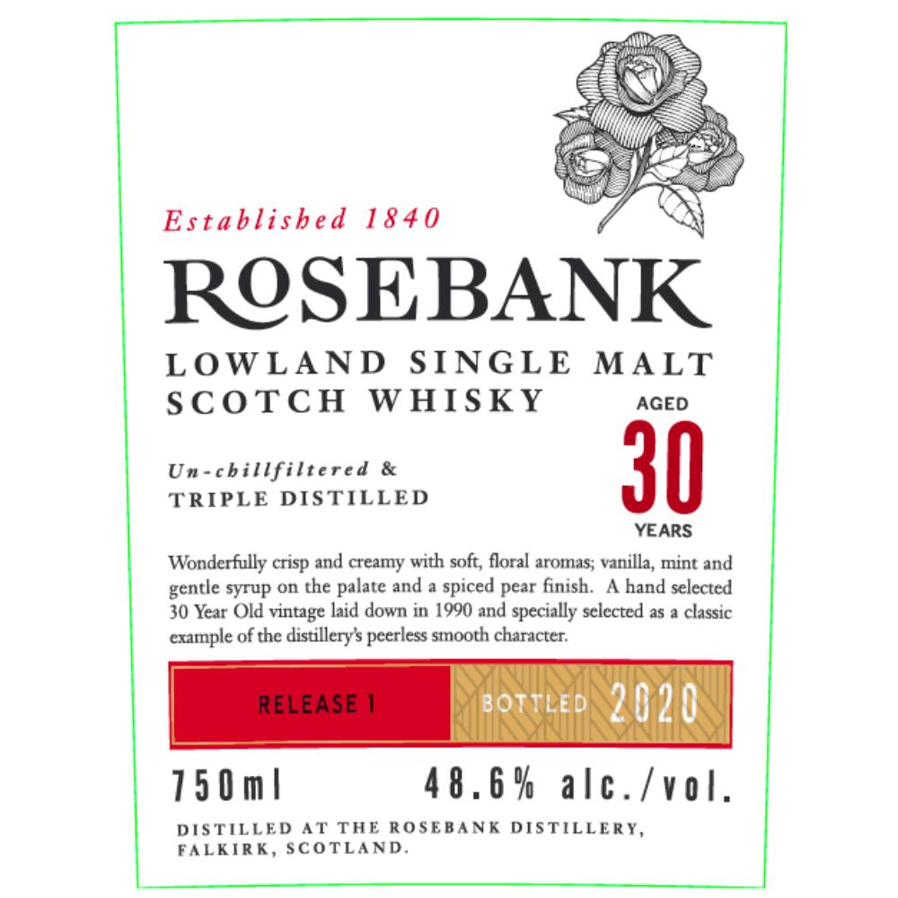 Rosebank 30 Year Old Vintage Release #1 Bottled In 2020 Scotch Rosebank   