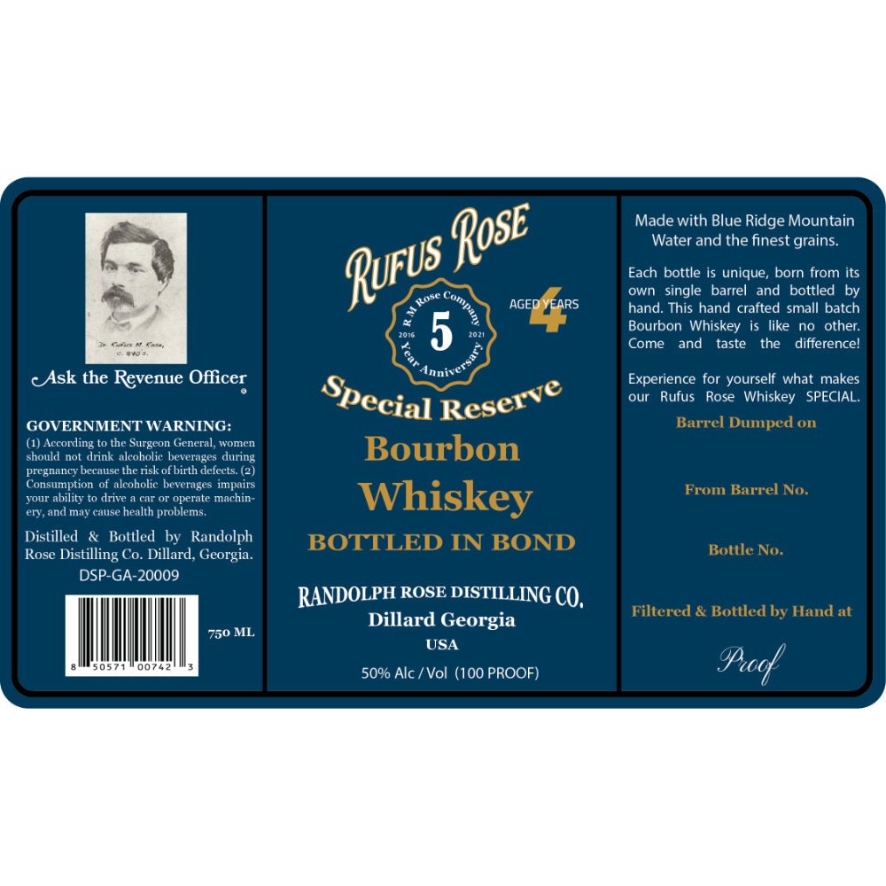 Rufus Rose Special Reserve Bottled in Bond Bourbon Bourbon Randolph Rose Distilling   