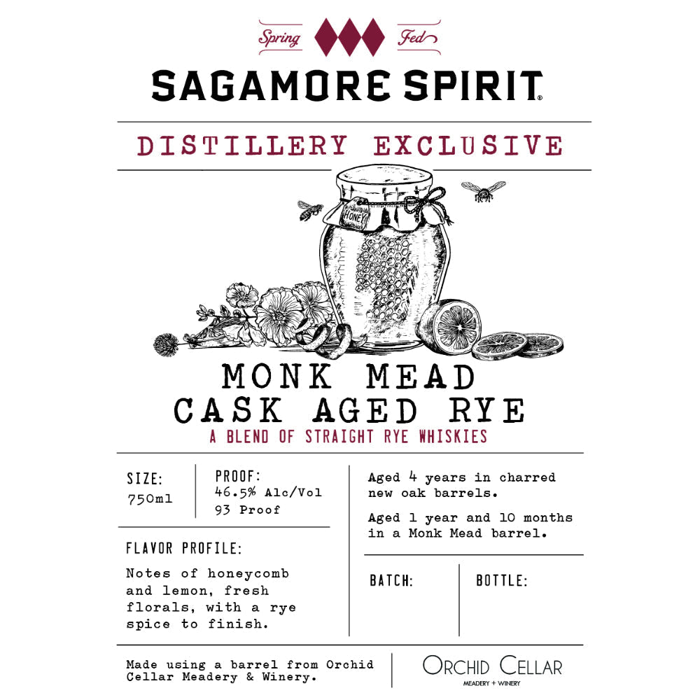 Sagamore Spirit Distillery Exclusive Monk Mead Cask Aged Rye Rye Whiskey Sagamore Spirit   