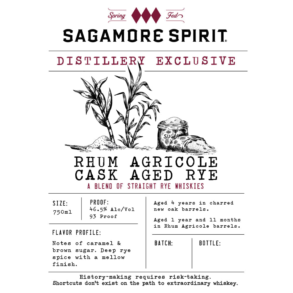 Sagamore Spirit Distillery Exclusive Rhum Agricole Cask Aged Rye Rye Whiskey Sagamore Spirit   