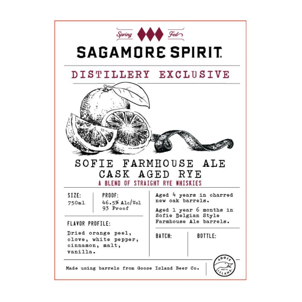 Sagamore Spirit Distillery Exclusive Sofie Farmhouse Ale Cask Aged Rye Rye Whiskey Sagamore Spirit   