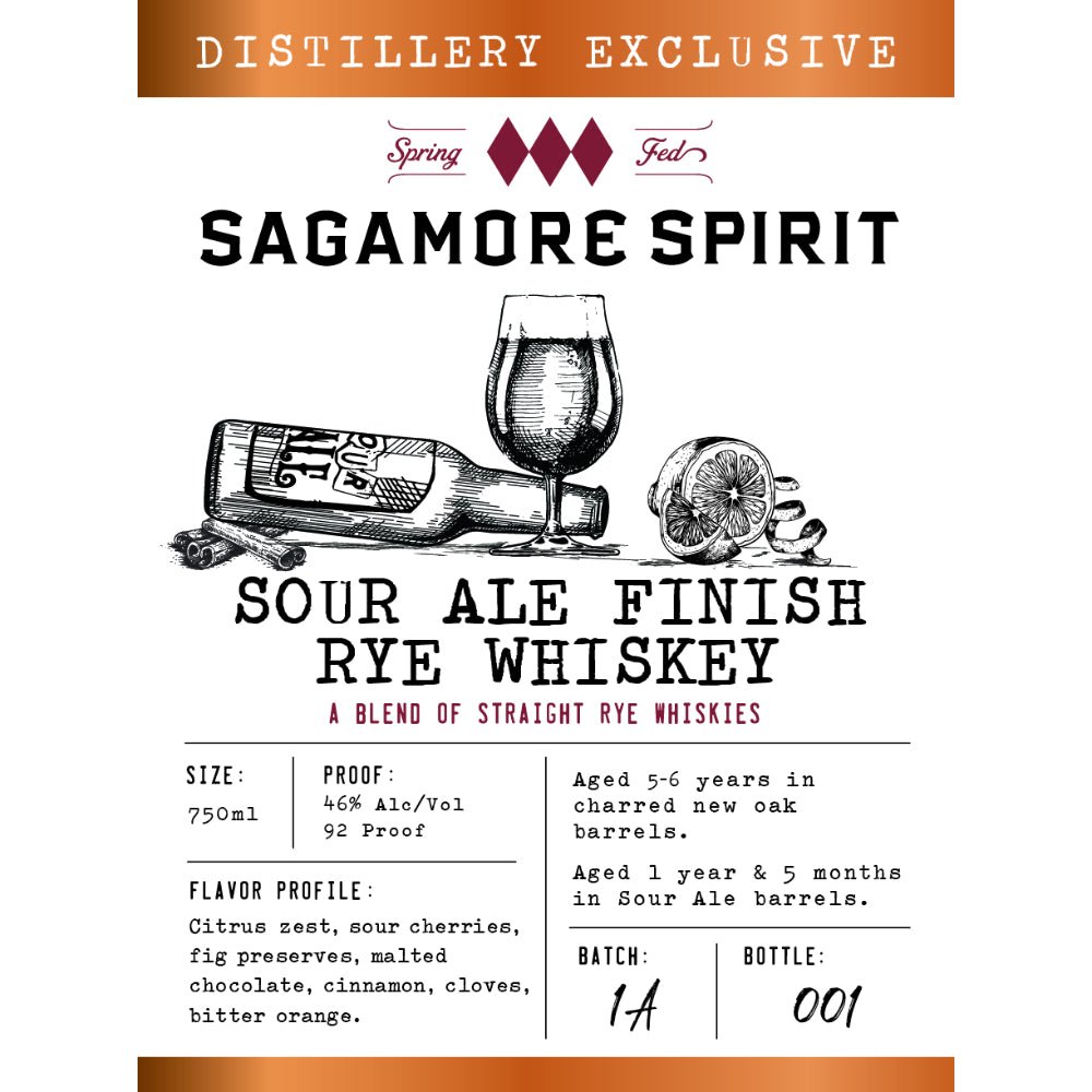 Sagamore Spirit Distillery Exclusive Sour Ale Finish Rye Whiskey Rye Whiskey Sagamore Spirit   