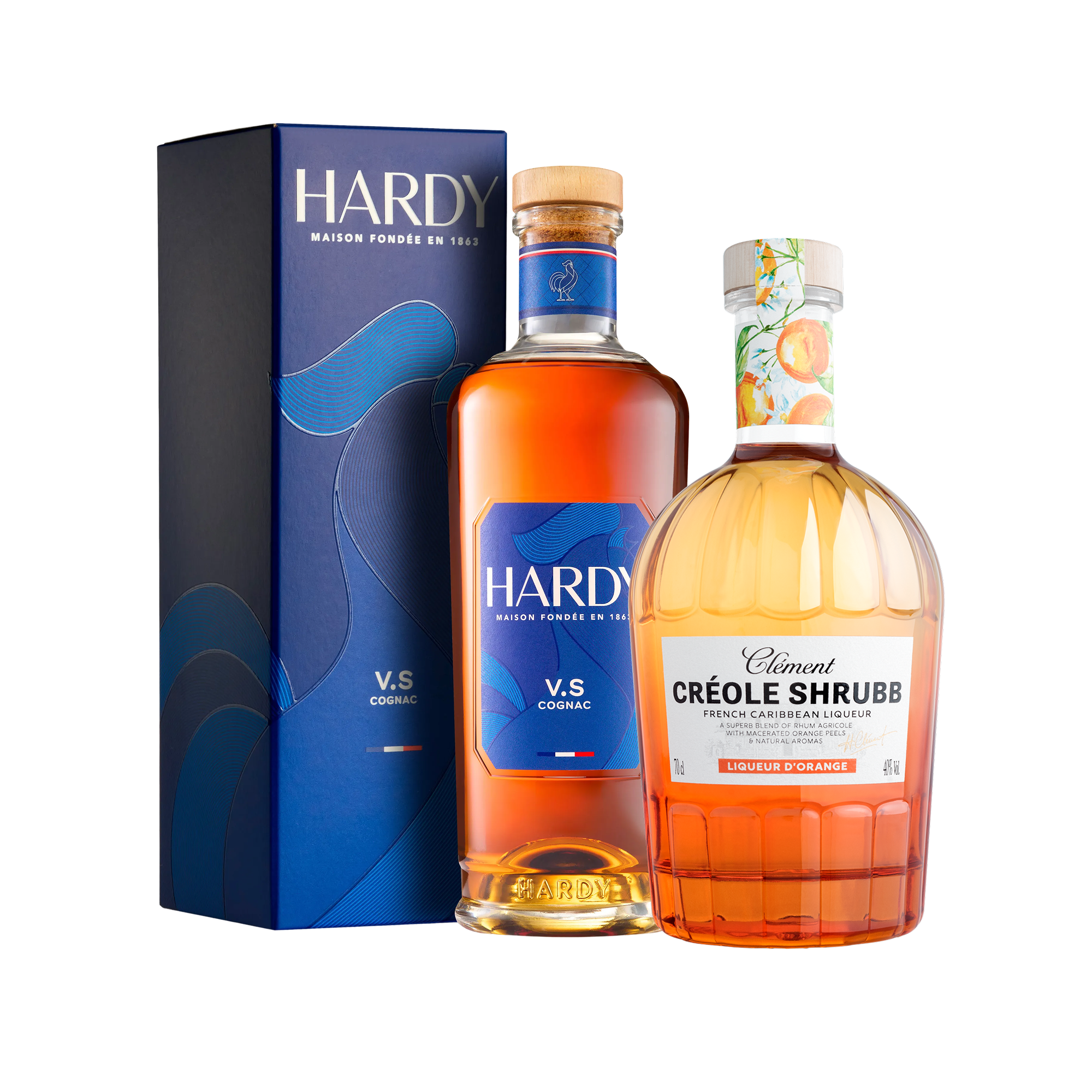 The Sidecar Bundle by Spiribam USA includes Hardy V.S Cognac and Clément Créole Shrubb, ideal for mixing a classic Sidecar cocktail.