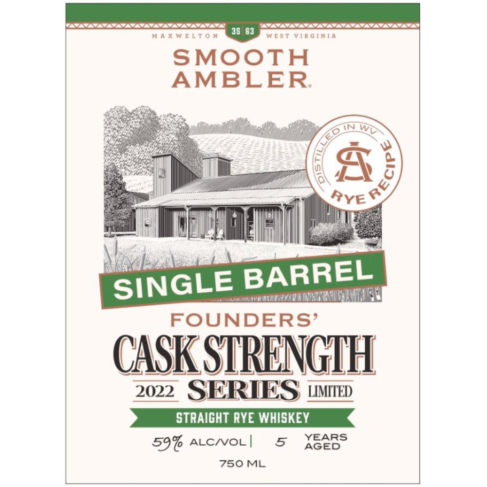 Smooth Ambler Single Barrel Founder’s Cask Strength Series Rye 2022 Rye Whiskey Smooth Ambler   