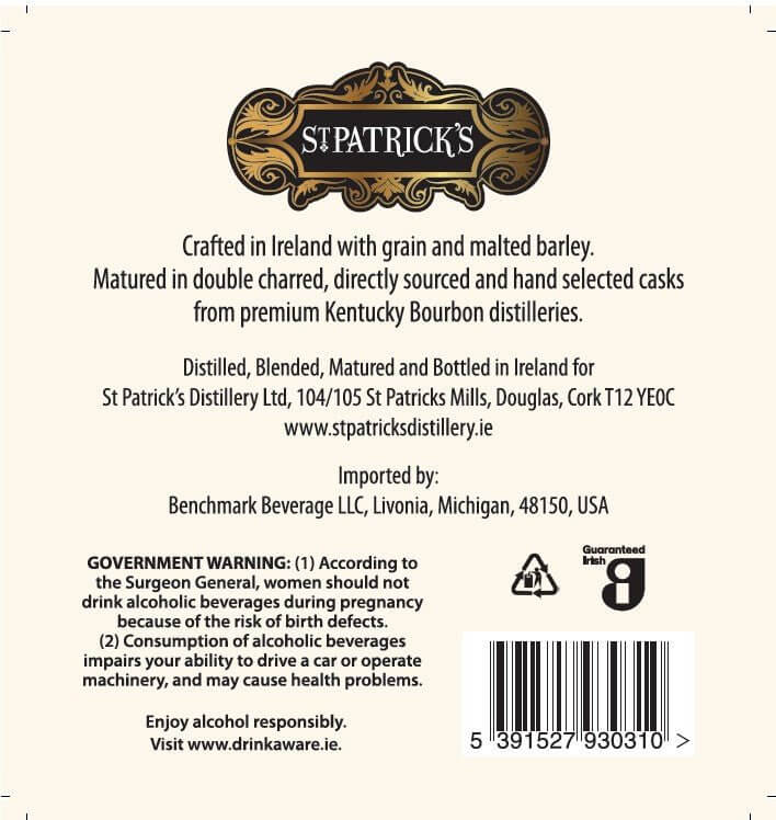 St. Patrick's Cask Strength Irish Whiskey - Main Street Liquor