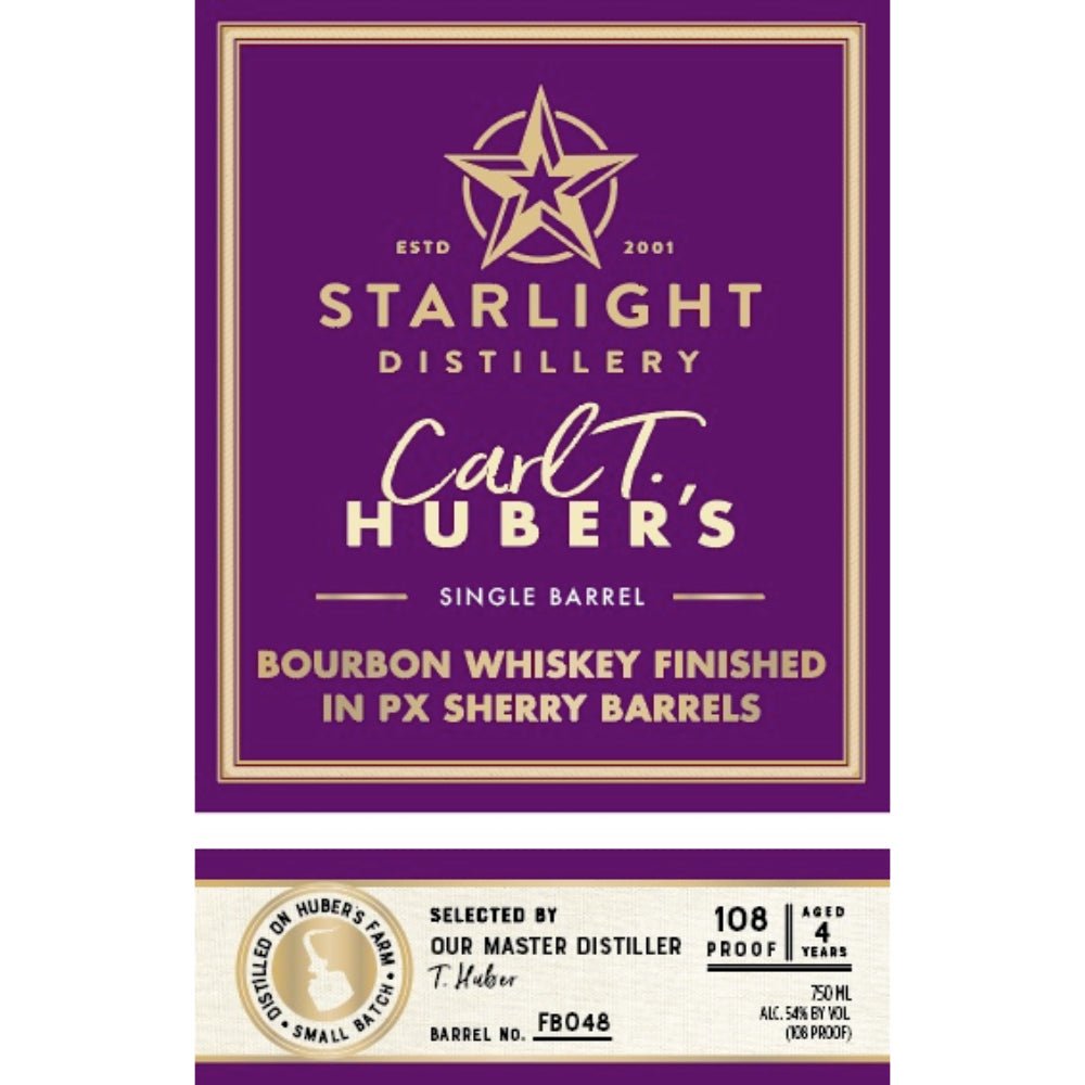 Starlight 4 Year Old Carl T. Huber's Bourbon Finished in PX Sherry Barrels Bourbon Starlight Distillery   