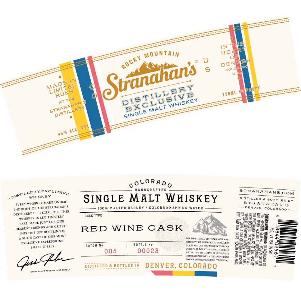 Stranahan’s Distillery Exclusive Red Wine Cask Single Malt Whiskey Single Malt Whiskey Stranahan's   