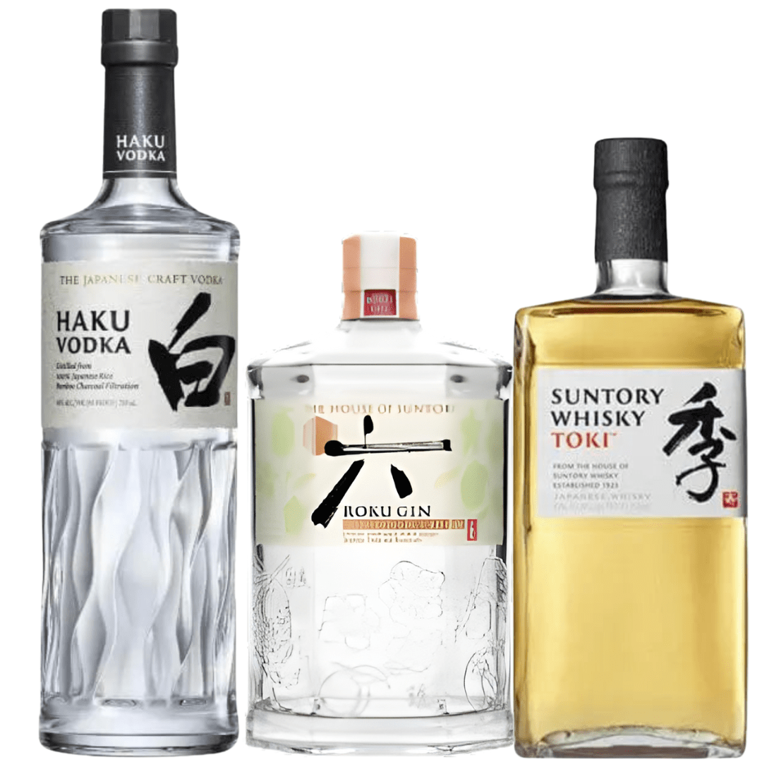Discover the Taste of Japan Bundle from Suntory: Roku Gin Minori Select, Haku Vodka, and Suntory Toki Japanese Whisky—three distinct spirits in a premium set that celebrates Japanese craftsmanship.