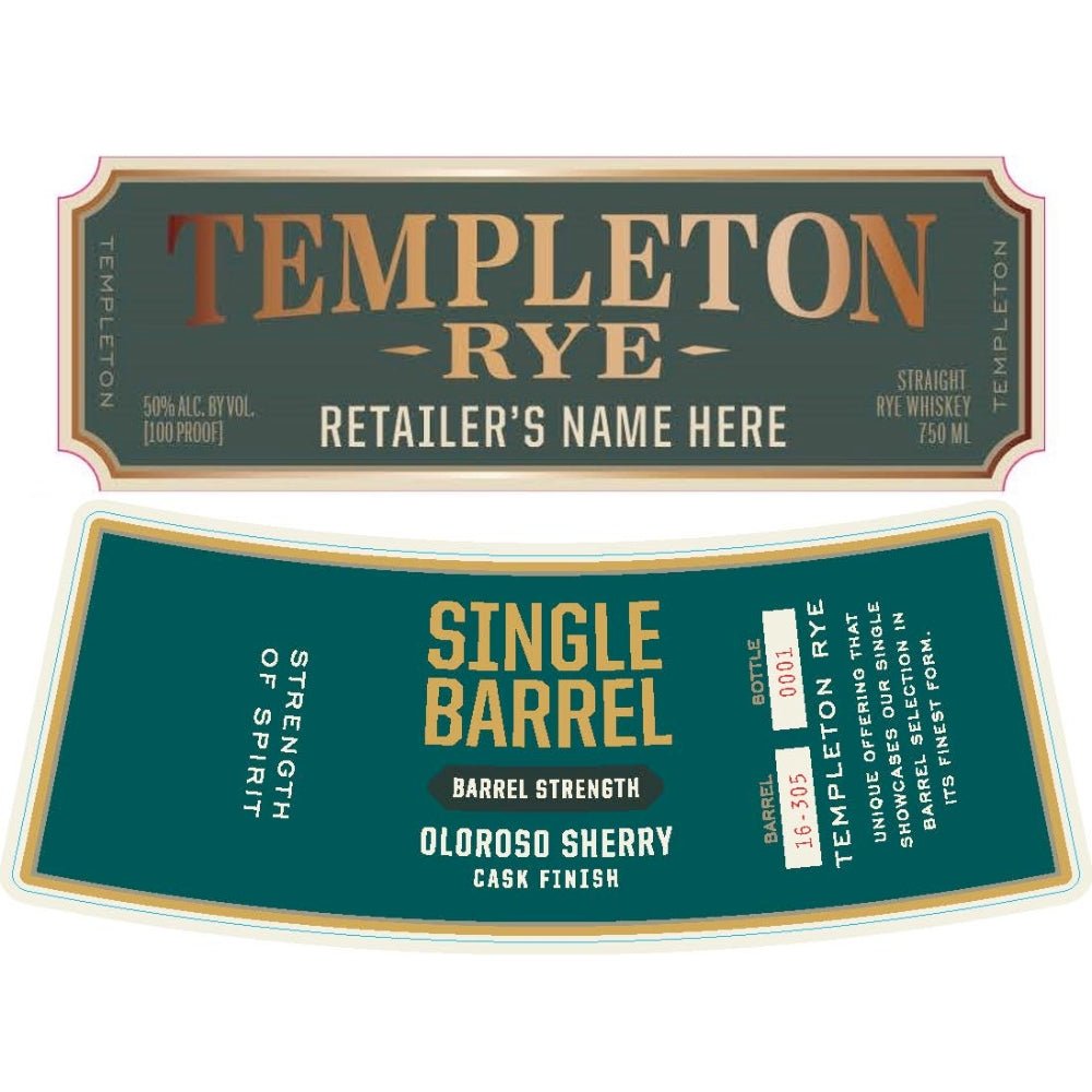 Templeton Rye Single Barrel Oloroso Sherry Cask Finish Rye Whiskey Templeton Rye   