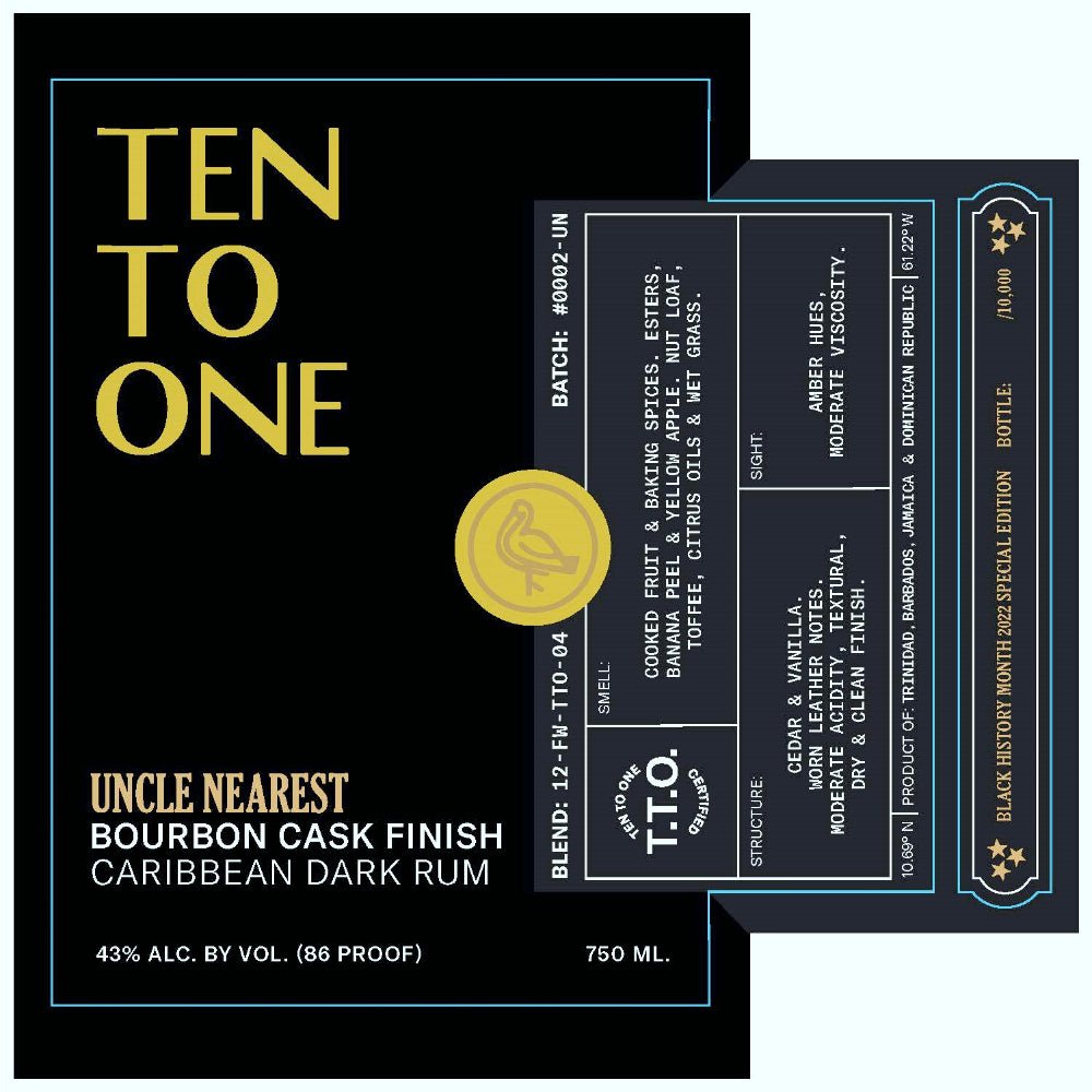 Ten To One Uncle Nearest Bourbon Cask Finish Dark Rum Rum Ten To One   