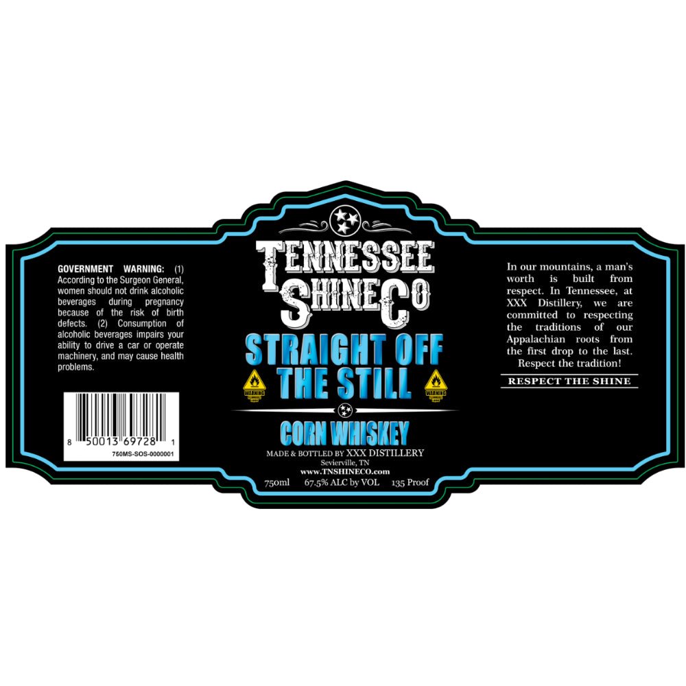 Tennessee Shine Co Straight Off The Still Corn Whiskey American Whiskey Tennessee Shine Co   